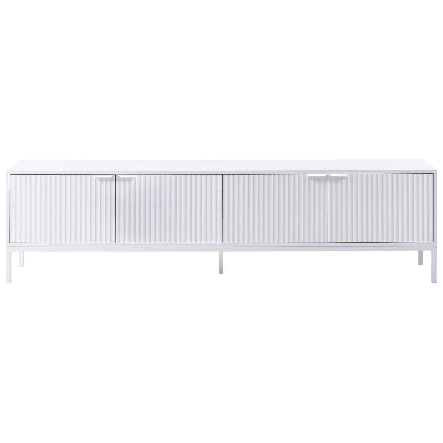 NovaHome White TV Stand With Metal Legs For 54 TV Cable Management