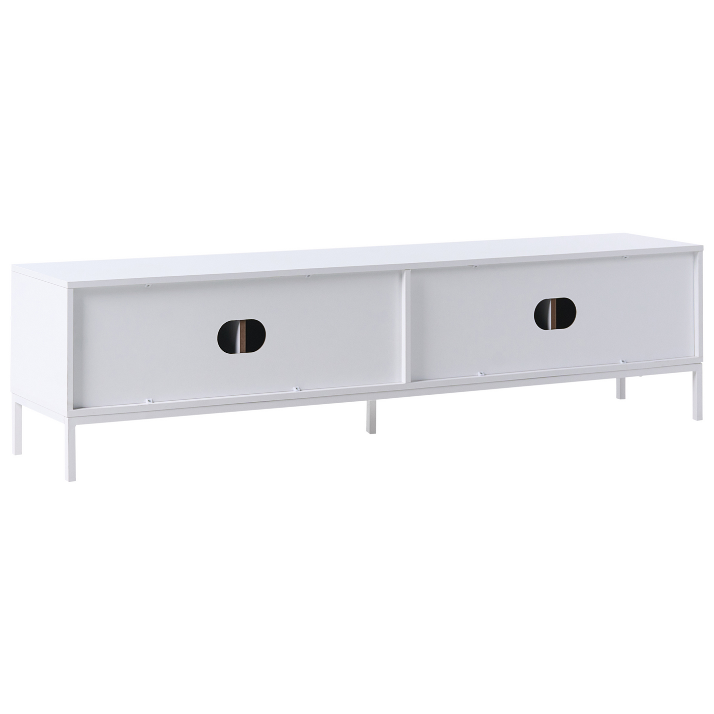 NovaHome White TV Stand With Metal Legs For 54 TV Cable Management