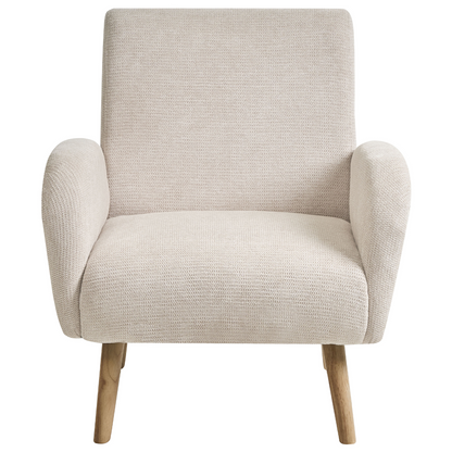 Armchair Light Beige Fabric Water Repellent Rubber Wood Legs