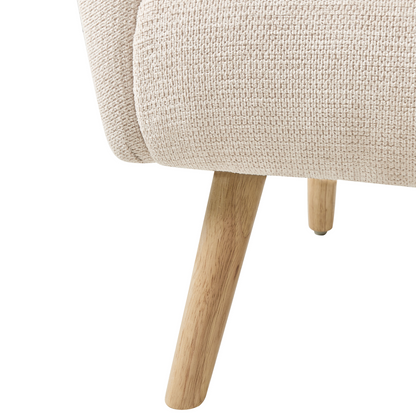 Armchair Light Beige Fabric Water Repellent Rubber Wood Legs