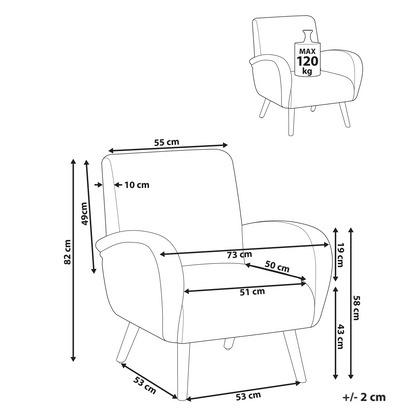 Armchair Light Beige Fabric Water Repellent Rubber Wood Legs