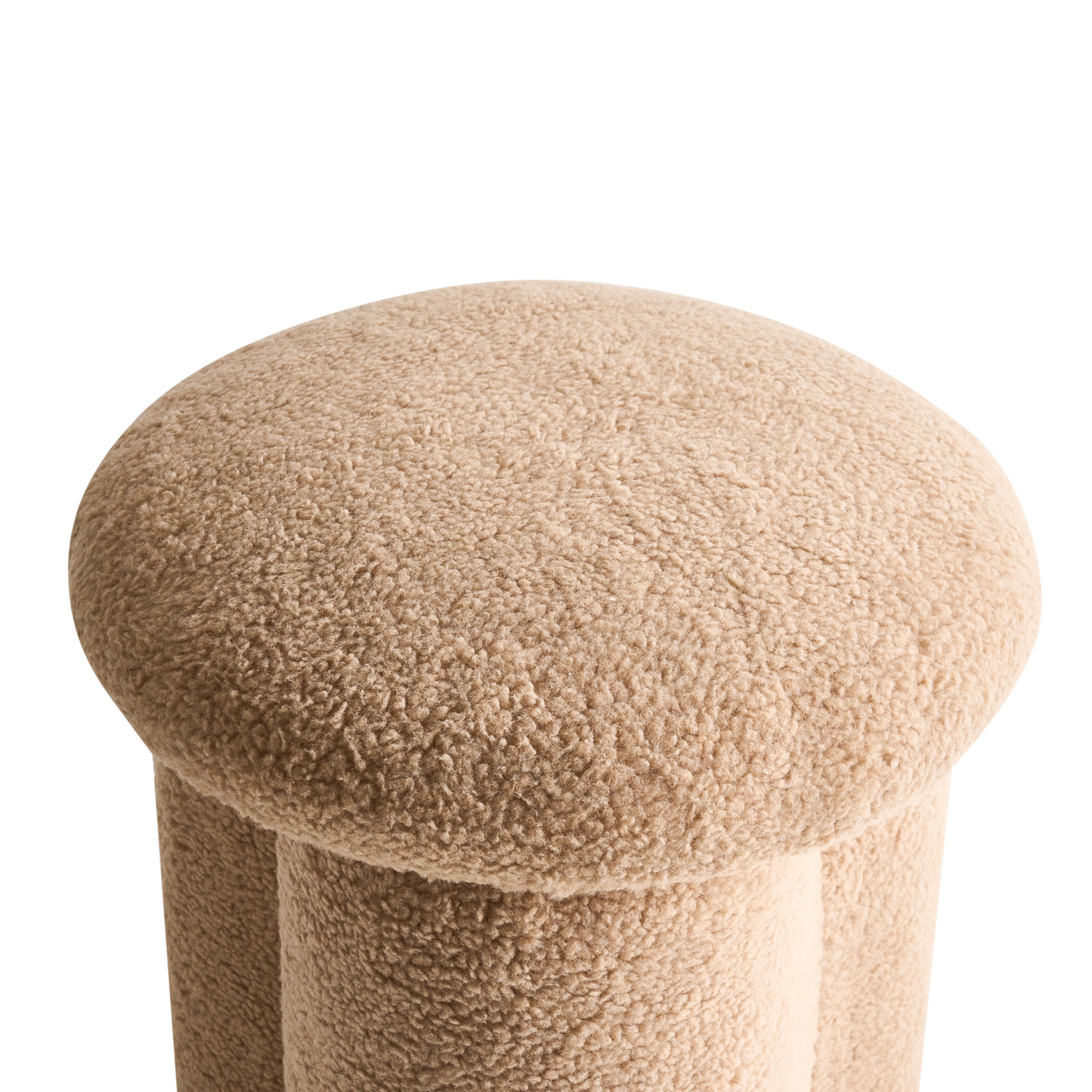 Living Beige Boucl? Pouffe Round Footstool 40 x 40 x 45cm