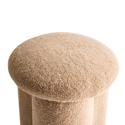 Living Beige Boucl? Pouffe Round Footstool 40 x 40 x 45cm