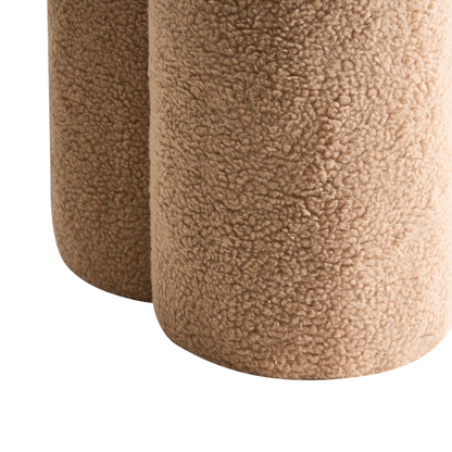 Living Beige Boucl? Pouffe Round Footstool 40 x 40 x 45cm