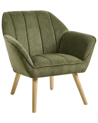 Armchair Green Water Repellent Upholstery Rubber Wood Legs