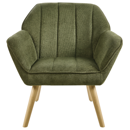 Armchair Green Water Repellent Upholstery Rubber Wood Legs
