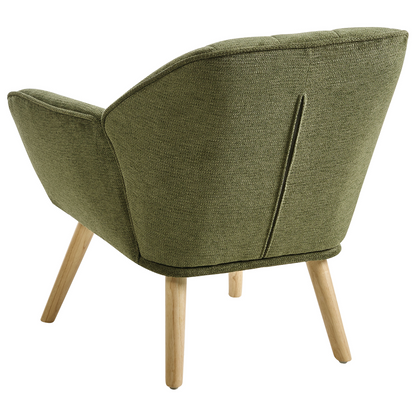 Armchair Green Water Repellent Upholstery Rubber Wood Legs