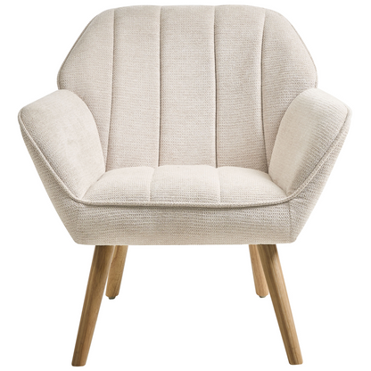 Armchair Beige Retro Water Repellent Fabric Rubber Wood Legs