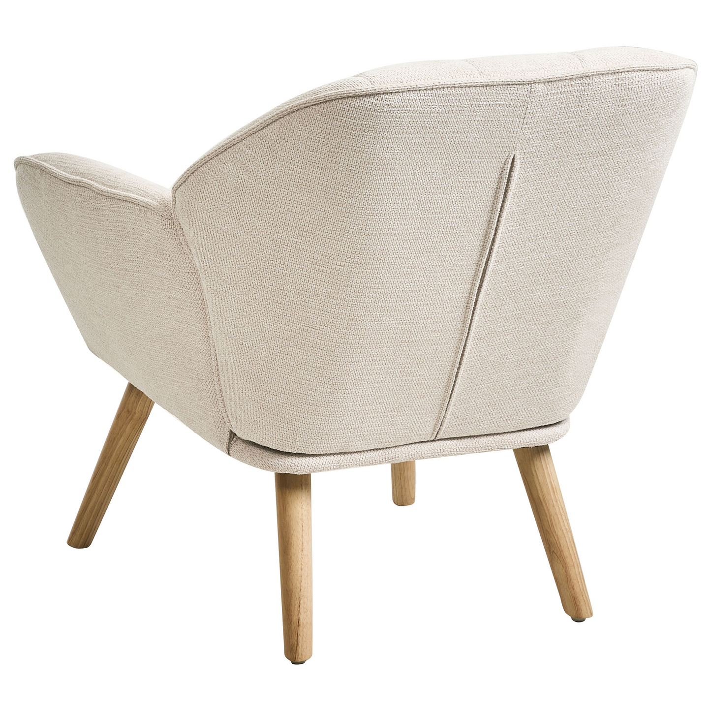 Armchair Beige Retro Water Repellent Fabric Rubber Wood Legs