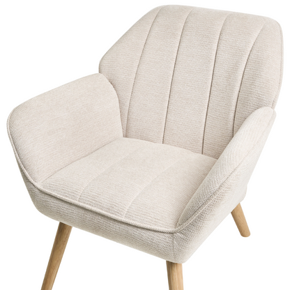 Armchair Beige Retro Water Repellent Fabric Rubber Wood Legs