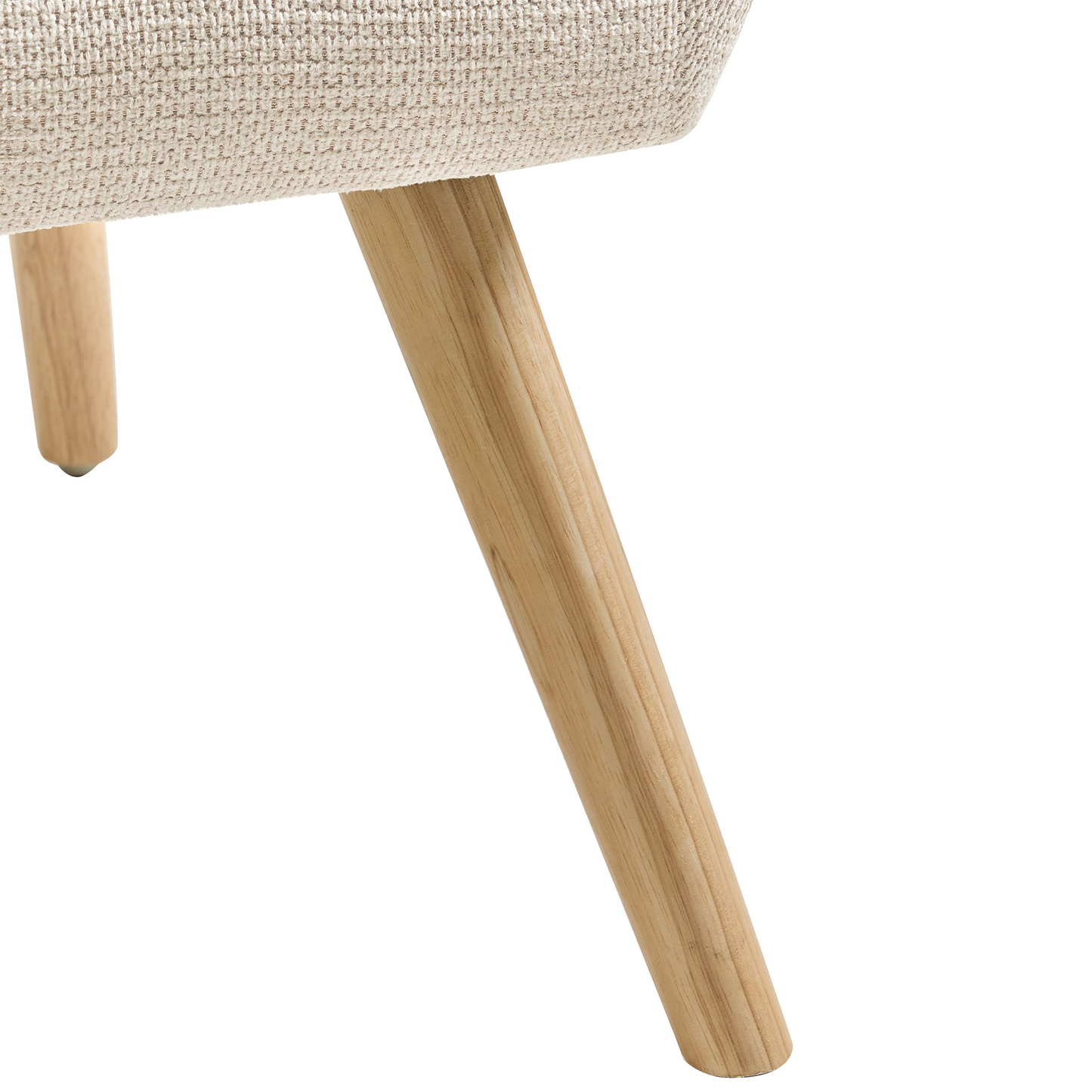 Armchair Beige Retro Water Repellent Fabric Rubber Wood Legs
