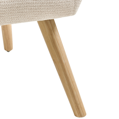 Armchair Beige Retro Water Repellent Fabric Rubber Wood Legs