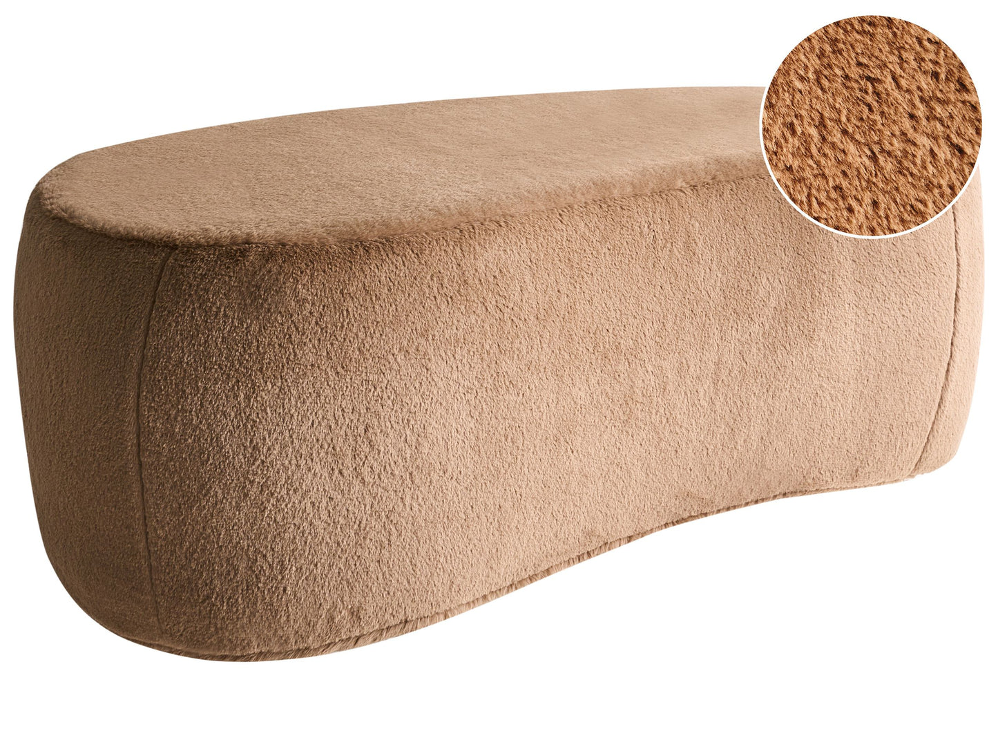 Pouffe Brown Faux Fur Upholstered Bed Bench Stool For Living Room Decor Premium Comfort