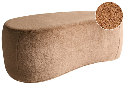 Pouffe Brown Faux Fur Upholstered Bed Bench Stool For Living Room Decor Premium Comfort