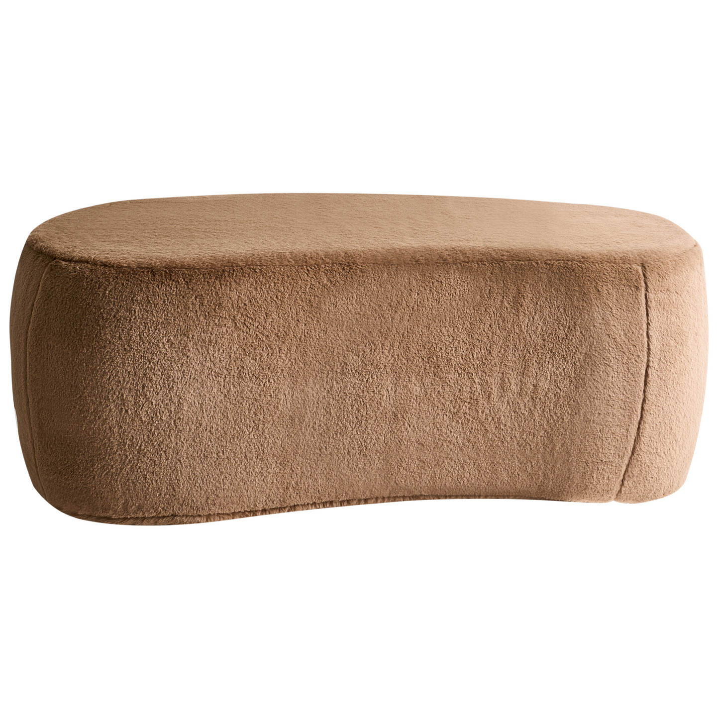 Pouffe Brown Faux Fur Upholstered Bed Bench Stool For Living Room Decor Premium Comfort