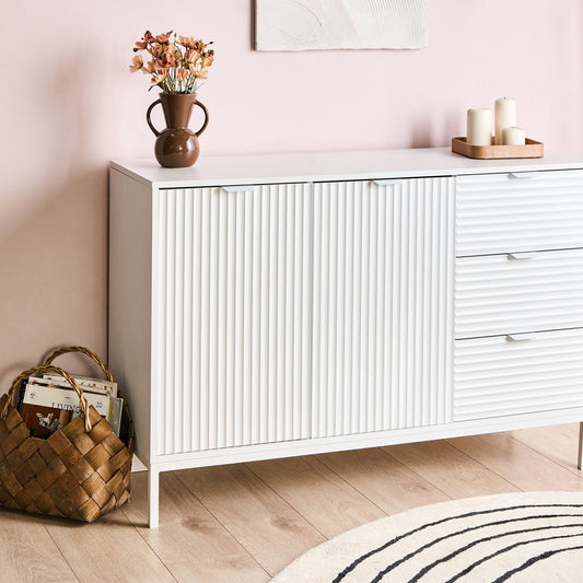 NobleHome Sideboard White MDF 2 Door Cabinet Modern Minimalist
