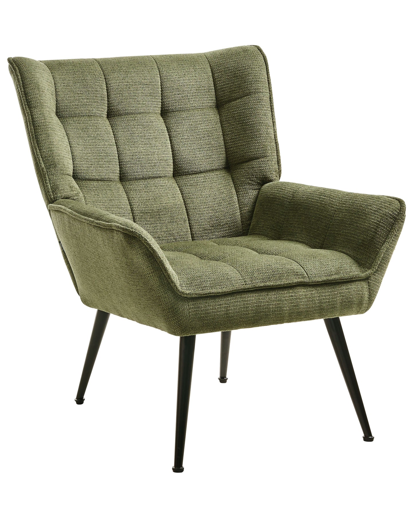 Armchair Green Water-Repellent Quilted Fabric With Armrests
