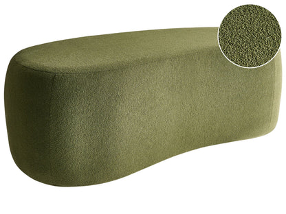 Green Boucle Pouffe Upholstered Bed Bench Stool With Elegant Curved Design