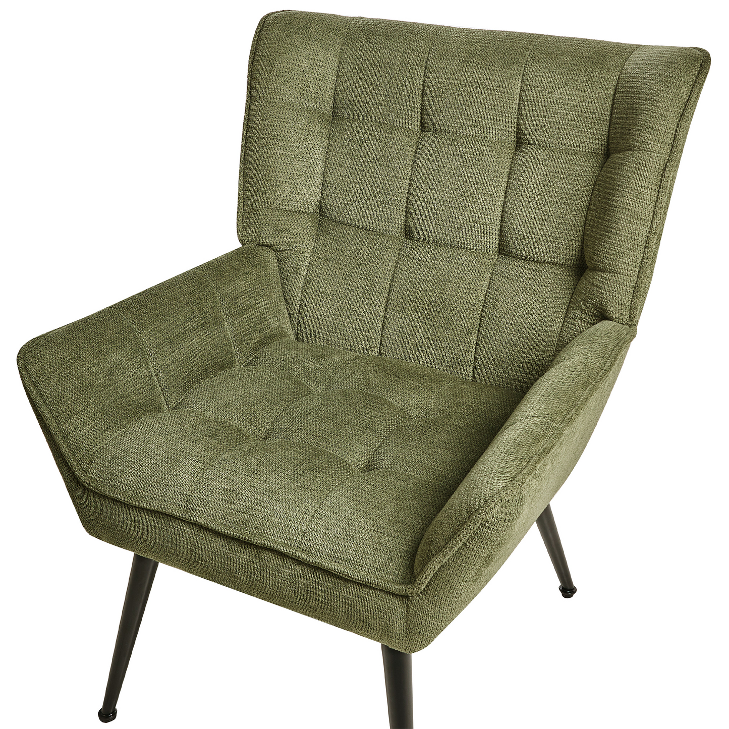 Armchair Green Water-Repellent Quilted Fabric With Armrests