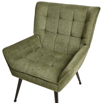 Armchair Green Water-Repellent Quilted Fabric With Armrests