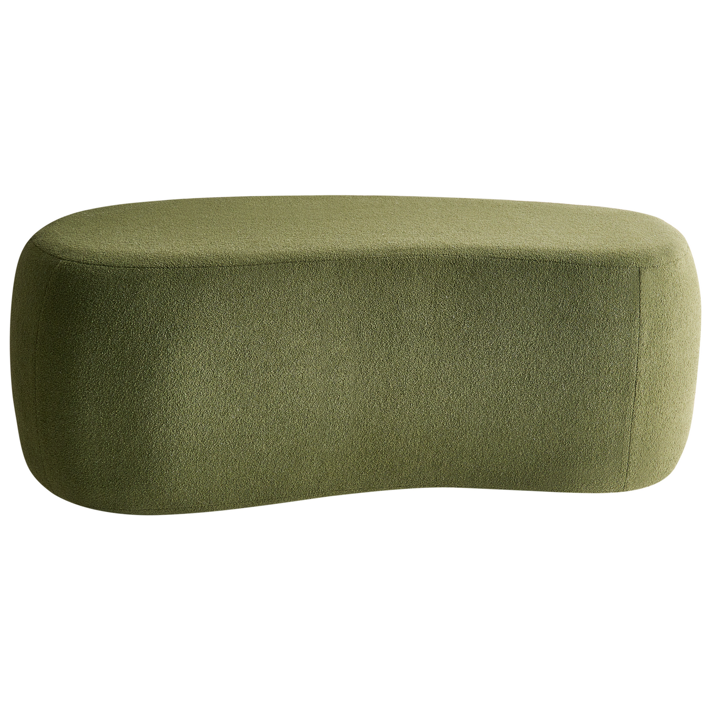 Green Boucle Pouffe Upholstered Bed Bench Stool With Elegant Curved Design