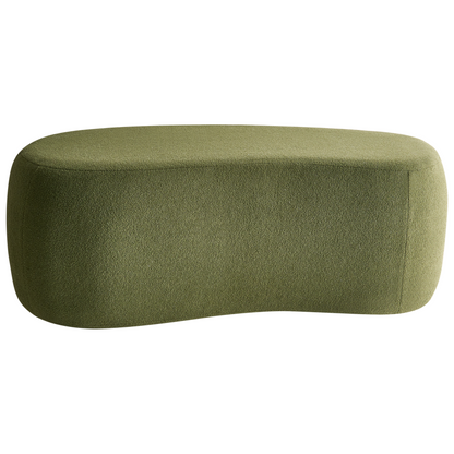 Green Boucle Pouffe Upholstered Bed Bench Stool With Elegant Curved Design