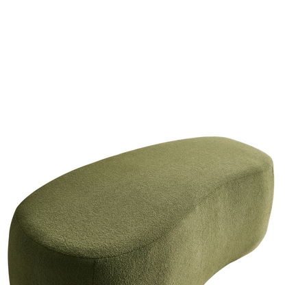 Green Boucle Pouffe Upholstered Bed Bench Stool With Elegant Curved Design