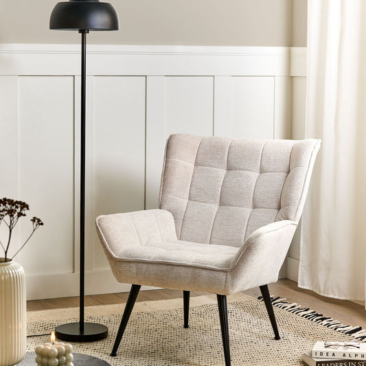 Retro Armchair Light Beige Water-Repellent Upholstery