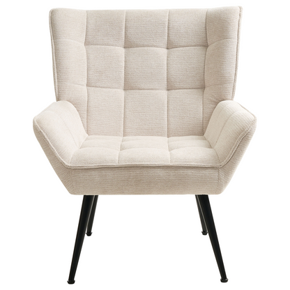 Retro Armchair Light Beige Water-Repellent Upholstery