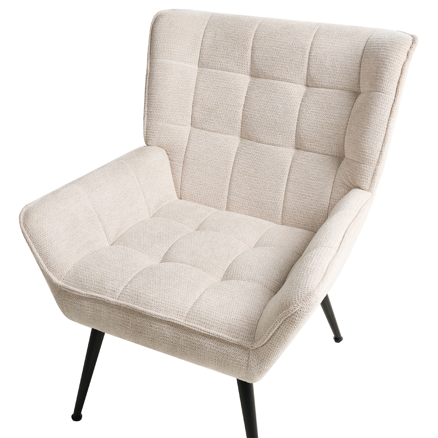 Retro Armchair Light Beige Water-Repellent Upholstery