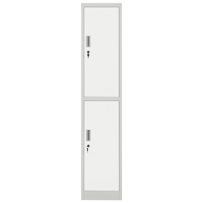 White Grey 2 Tier Lockable Metal Locker