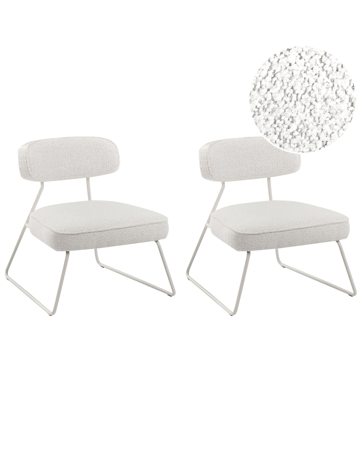 Off White Armless Armchairs Set Of 2 With Metal Legs For Modern Living Room