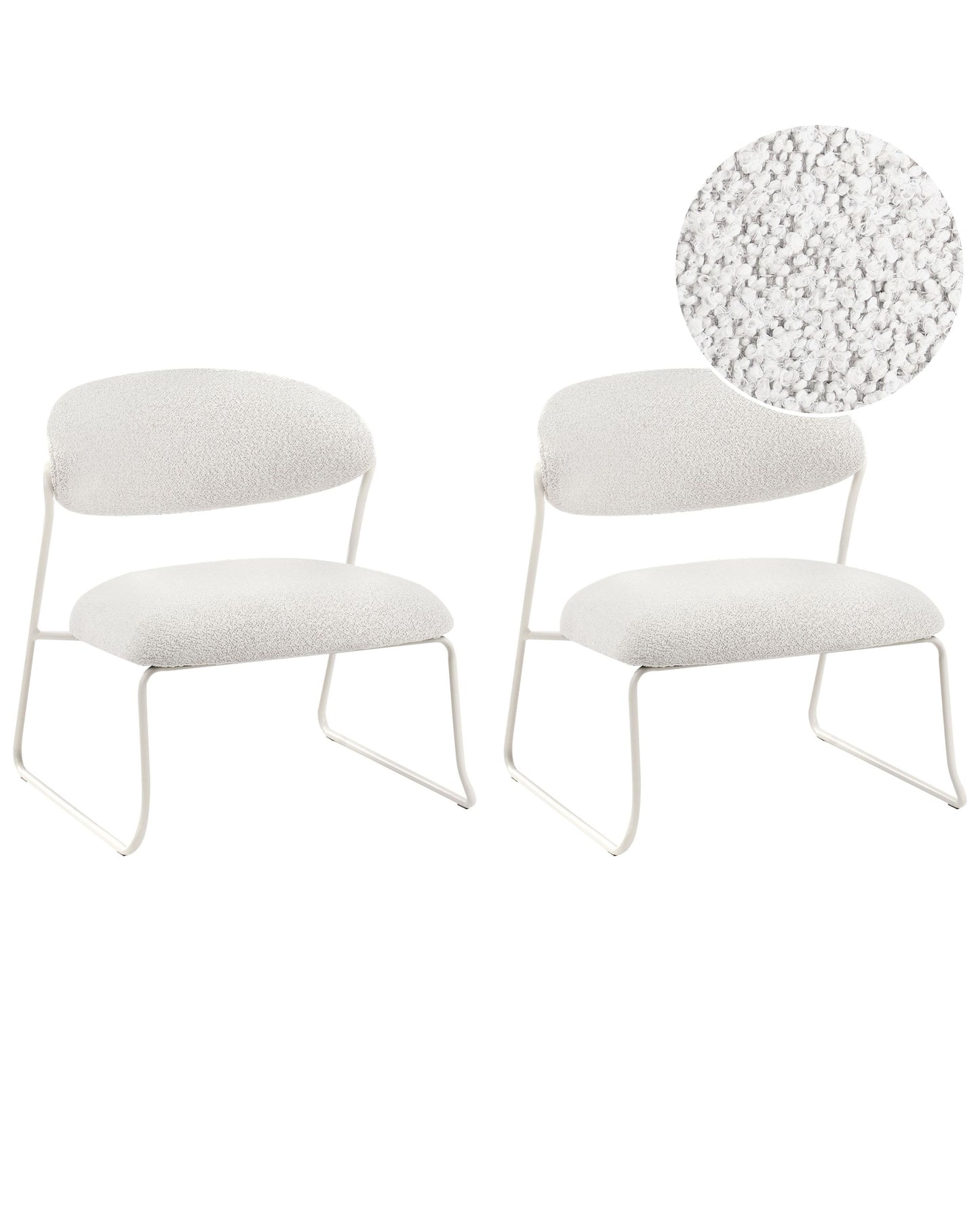 Set Of 2 Armchairs Off White Fabric Armless Modern Living