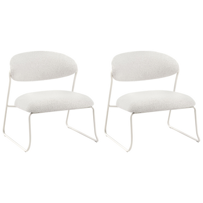 Set Of 2 Armchairs Off White Fabric Armless Modern Living