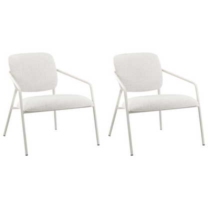Armchairs Set of 2 Off-White Fabric Armrests and Metal Legs