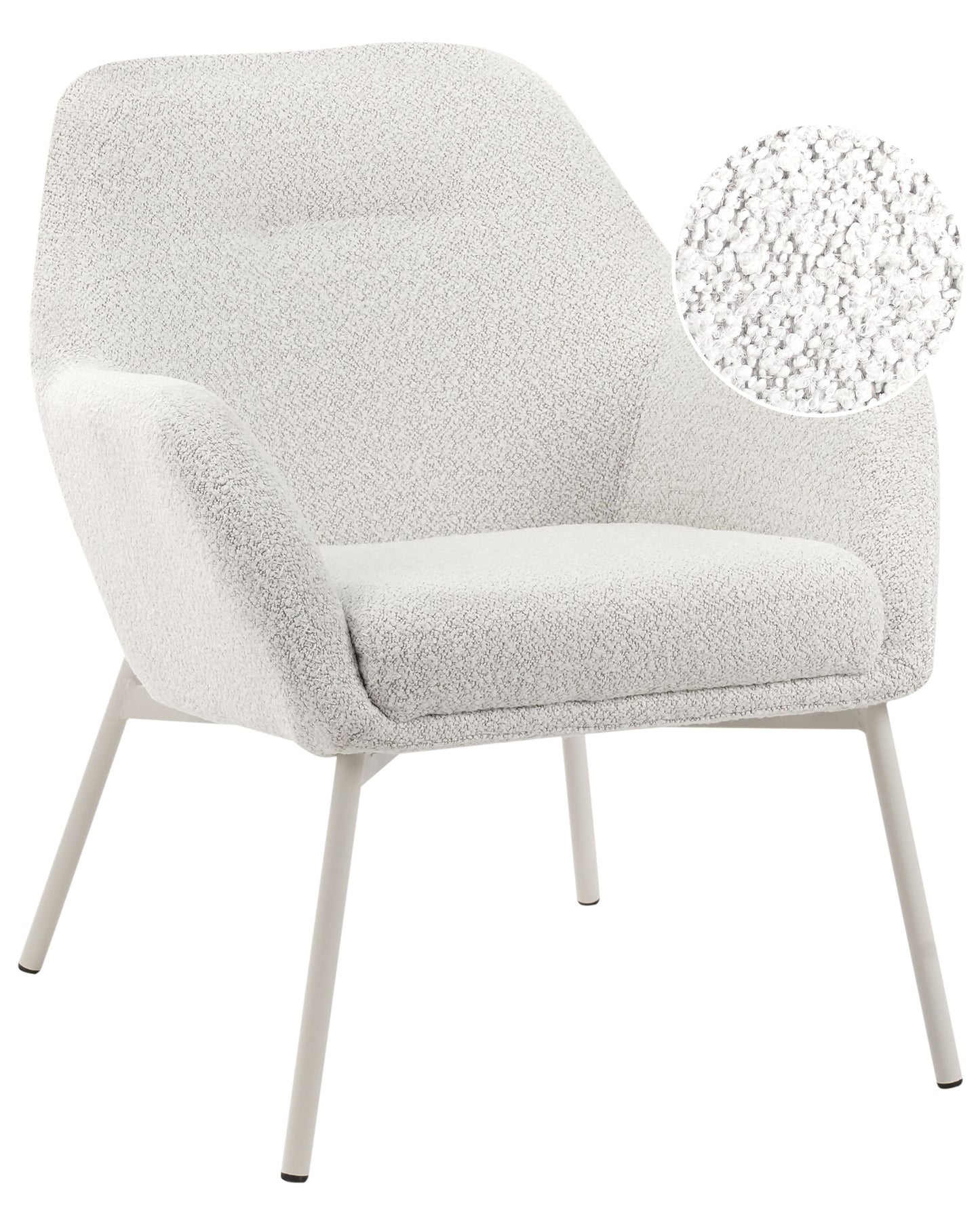 Armchair Off White Fabric With Metal Legs Living Room