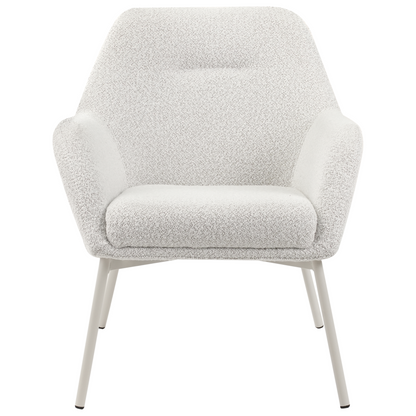 Armchair Off White Fabric With Metal Legs Living Room