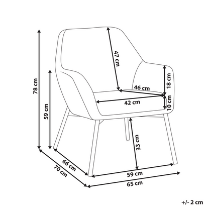 Armchair Off White Fabric With Metal Legs Living Room