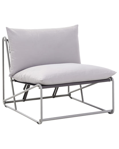 Grey Metal Backrest Low Oversized Slipper Chair For Indoor And Outdoor Use