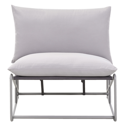 Grey Metal Backrest Low Oversized Slipper Chair For Indoor And Outdoor Use