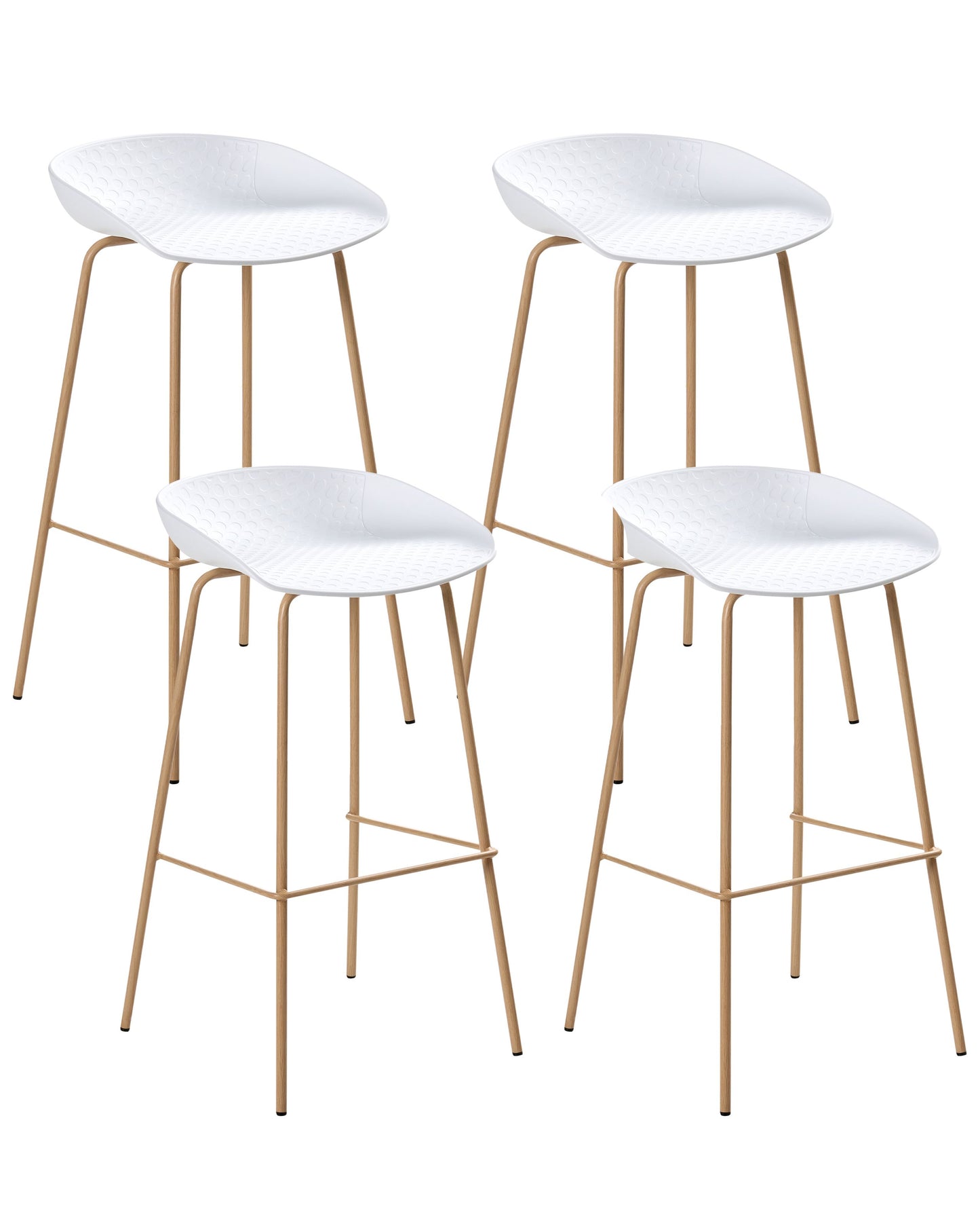 Modish Living Set Of 4 White Bar Chairs With Wood Look Iron Frame
