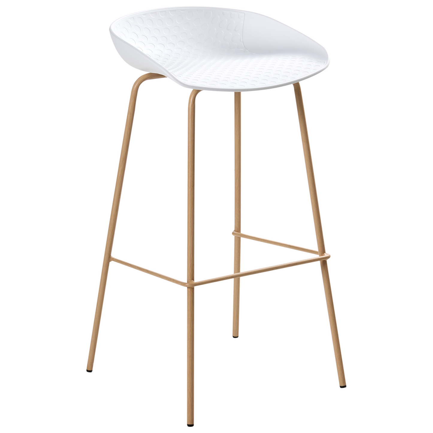 Modish Living Set Of 4 White Bar Chairs With Wood Look Iron Frame