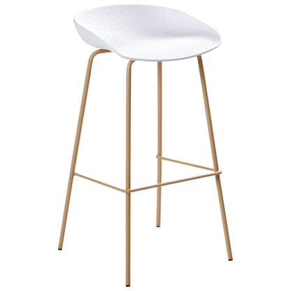 Modish Living Set Of 4 White Bar Chairs With Wood Look Iron Frame
