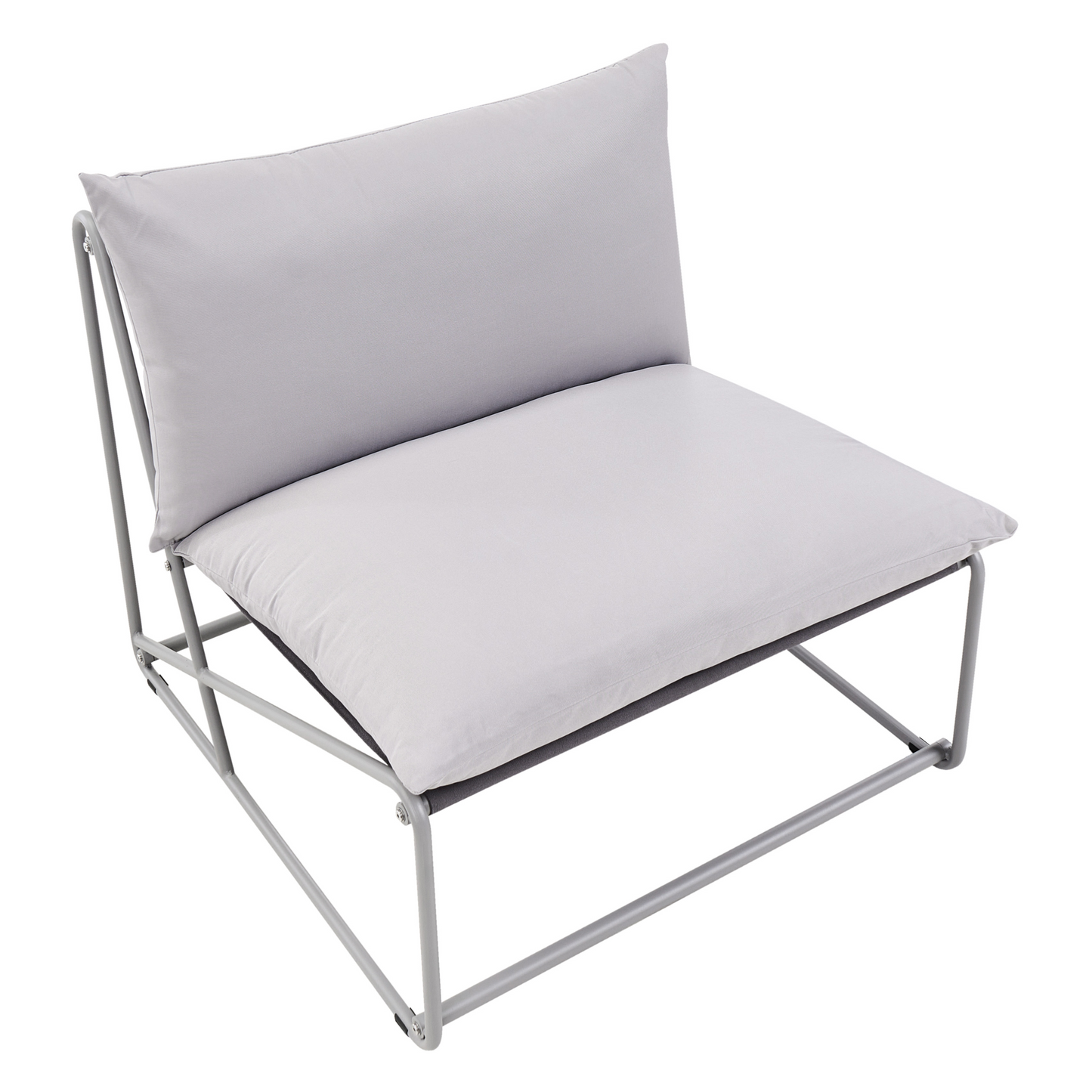 Grey Metal Backrest Low Oversized Slipper Chair For Indoor And Outdoor Use
