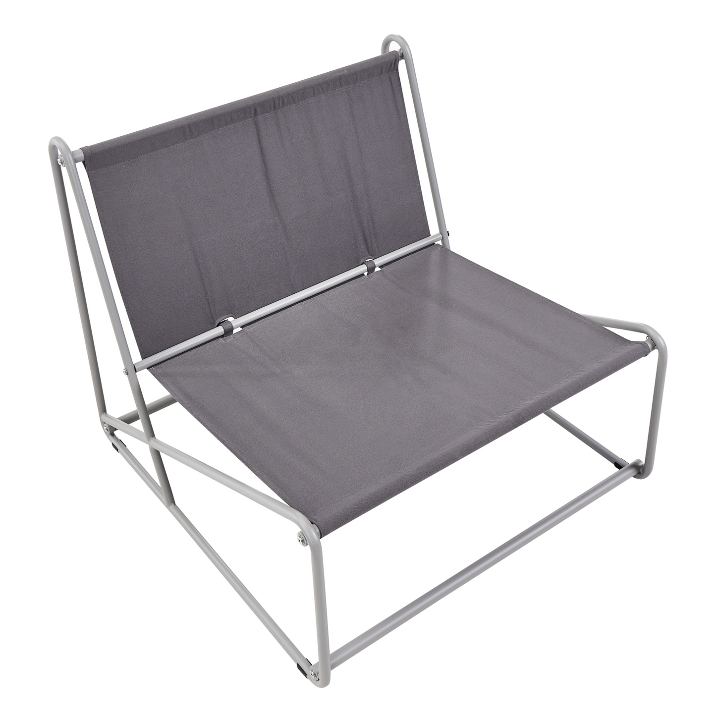 Grey Metal Backrest Low Oversized Slipper Chair For Indoor And Outdoor Use