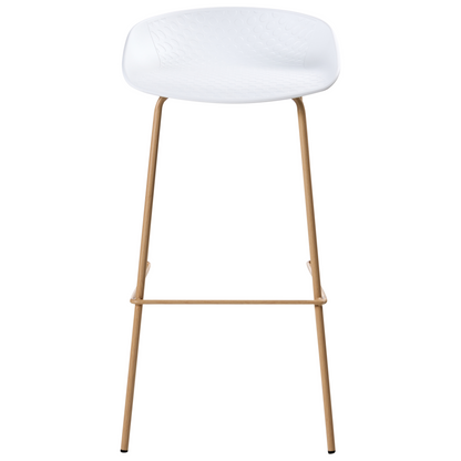 Modish Living Set Of 4 White Bar Chairs With Wood Look Iron Frame