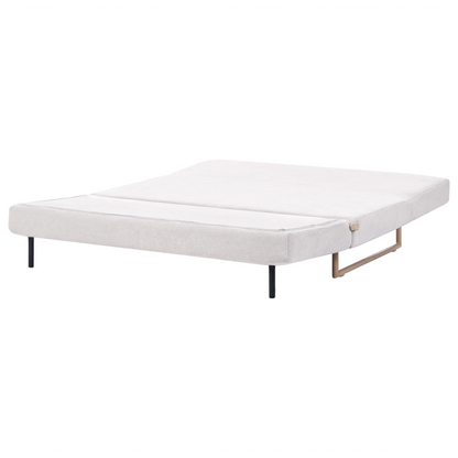 3 Seater Sofa Bed Off White Fabric With Fold Out Sleep Function