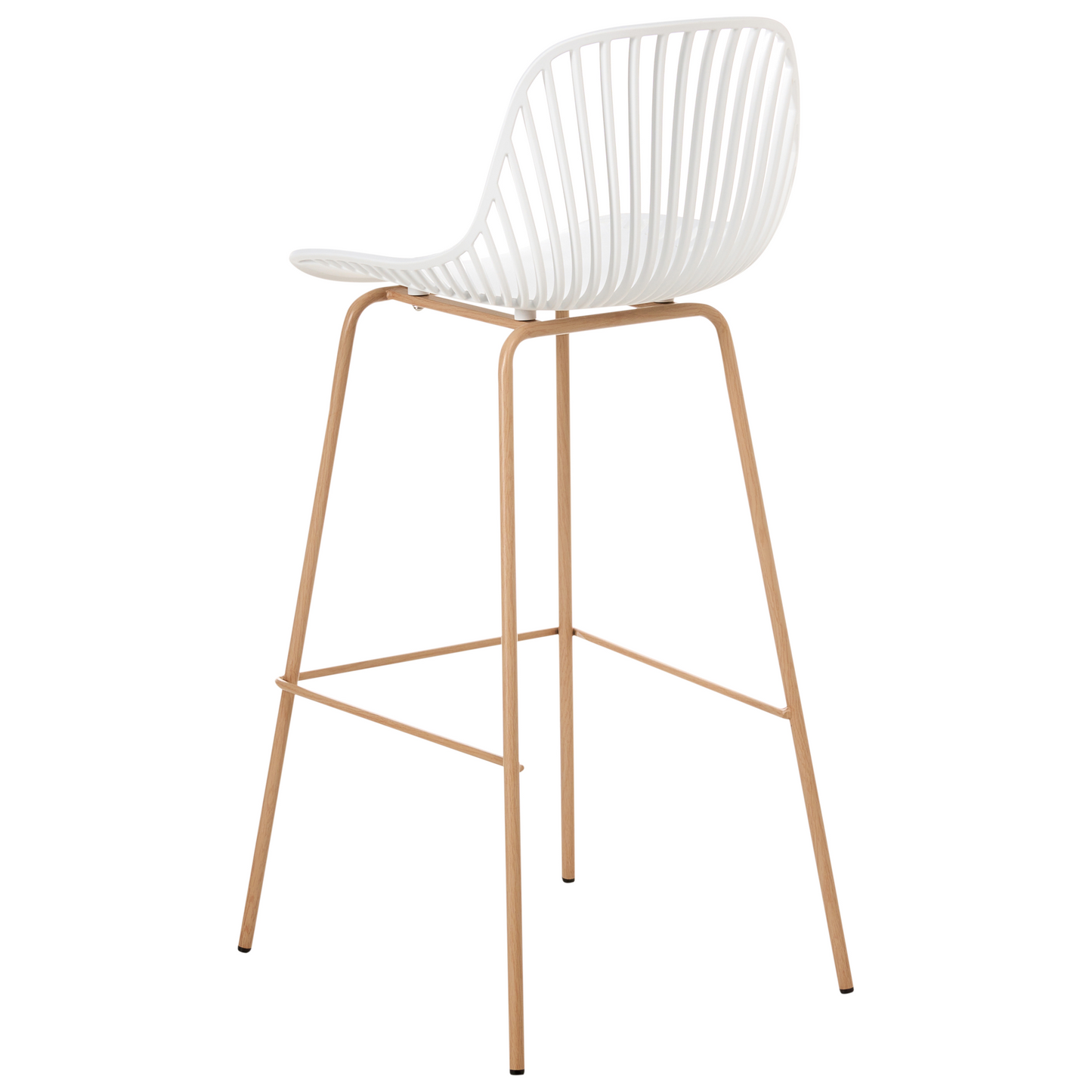 Home White Bar Chairs Set Of 4 Modern Lightweight Synthetic Seat With Wood Look Iron Legs Dining Room