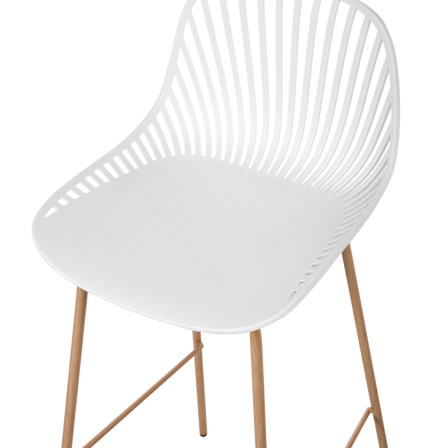 Home White Bar Chairs Set Of 4 Modern Lightweight Synthetic Seat With Wood Look Iron Legs Dining Room