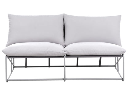 Home Oversized Grey Sofa With Metal Backrest Slipper Design